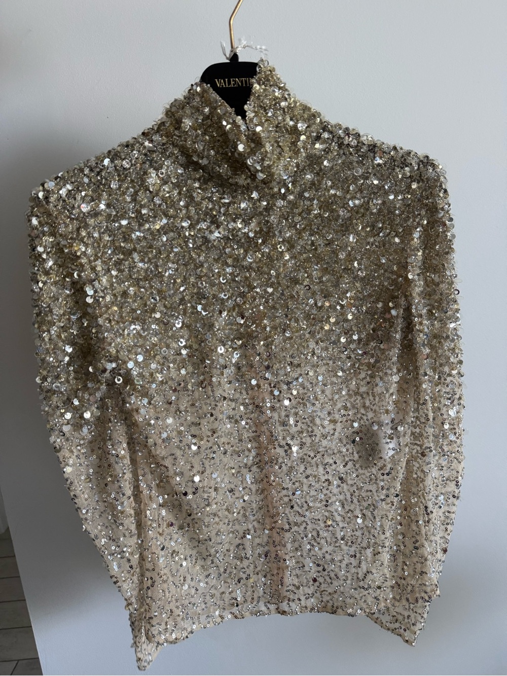 Valentino Champagne Sequin Turtleneck Jacket - Picture 1 of 1